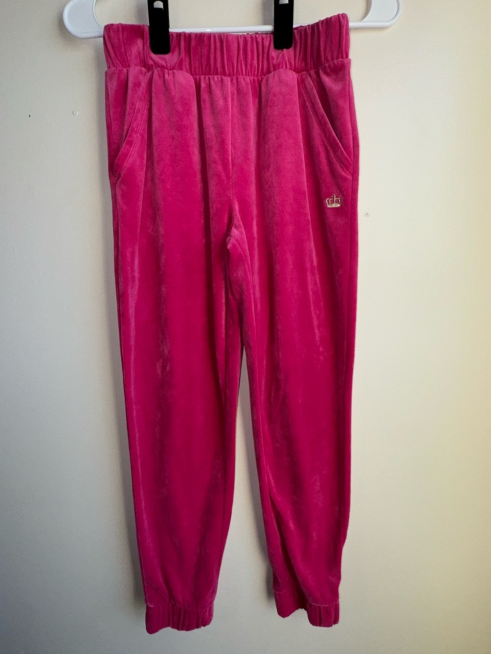 Juicy Couture Y2K Hot Pink Velour Joggers Crown Logo Girls M 10/12